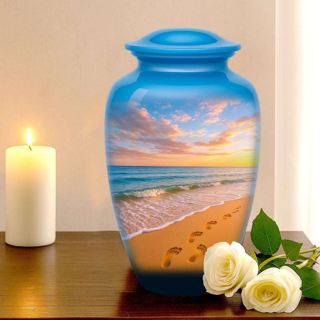Footprint Cremation Urn for Human Ashes Adult Male Female – Elegant Memorial Funeral Urn with Paw Prints, 200 lbs Capacity