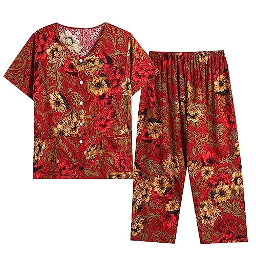 cllios Two Piece Sets for Women Button Down Blouses Plus Size Casual Summer Shirts Loose Wide Leg Pants Lounge Wear Outfits