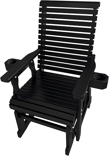 Vista 8 de Fortune Candy Planeador de madera para patio para una persona, con respaldo alto y asiento contorneado profundo, madera de abeto maciza, resistente