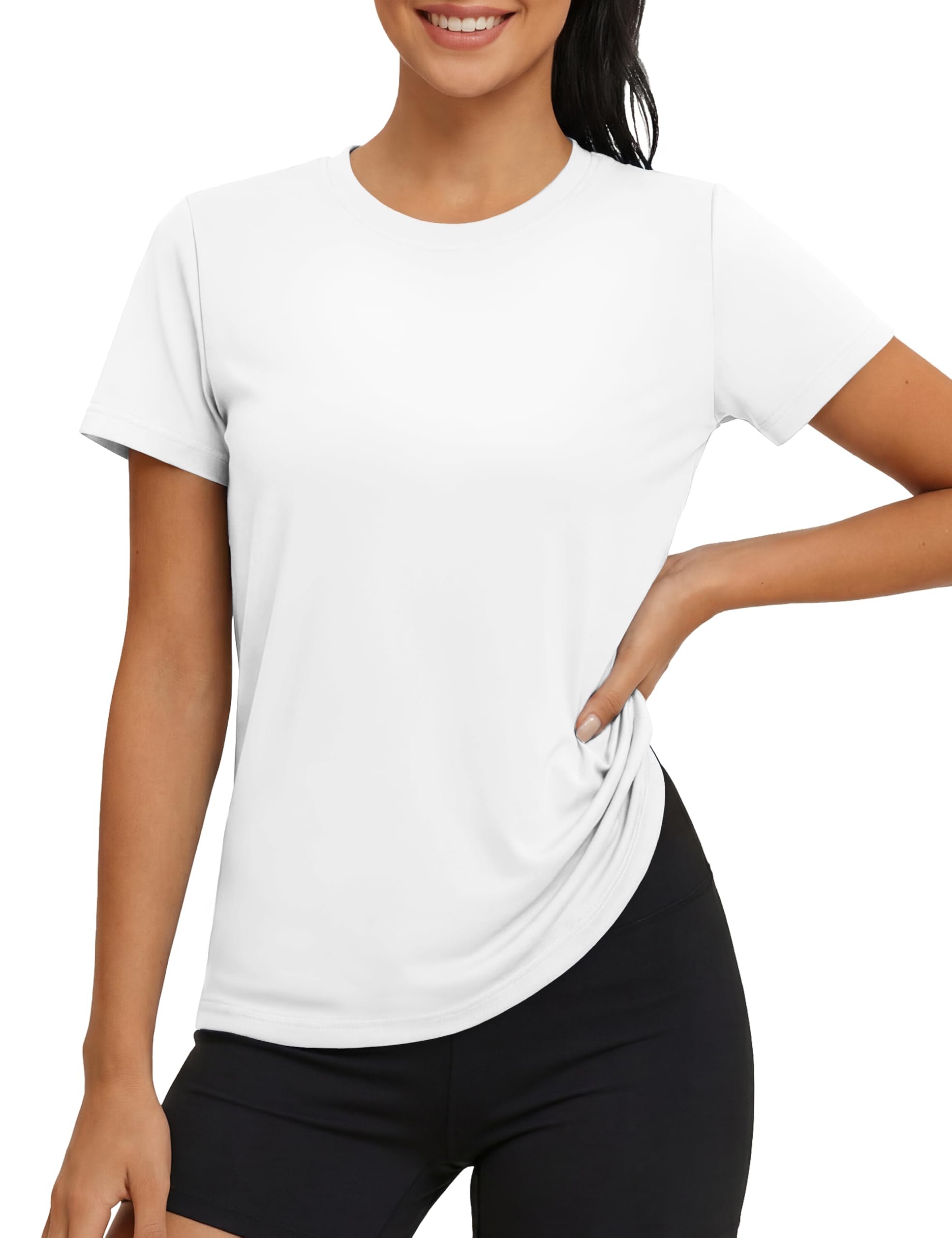 MAGCOMSEN Sportshirt Damen UV Shirt Kurzarm Sport Shirts Basic Funktionsshirt Fitness Wandershirt Yoga UV-Schutz Wasser