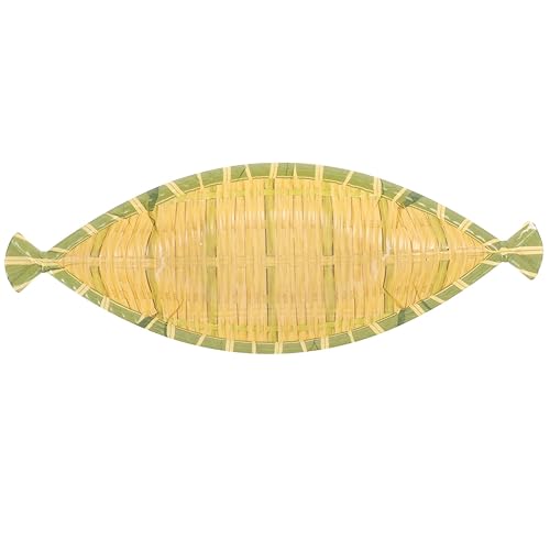 TIDTALEO Decorative Snack Plate Red Woven Boat-shaped 11.5-inch Multi-function Food