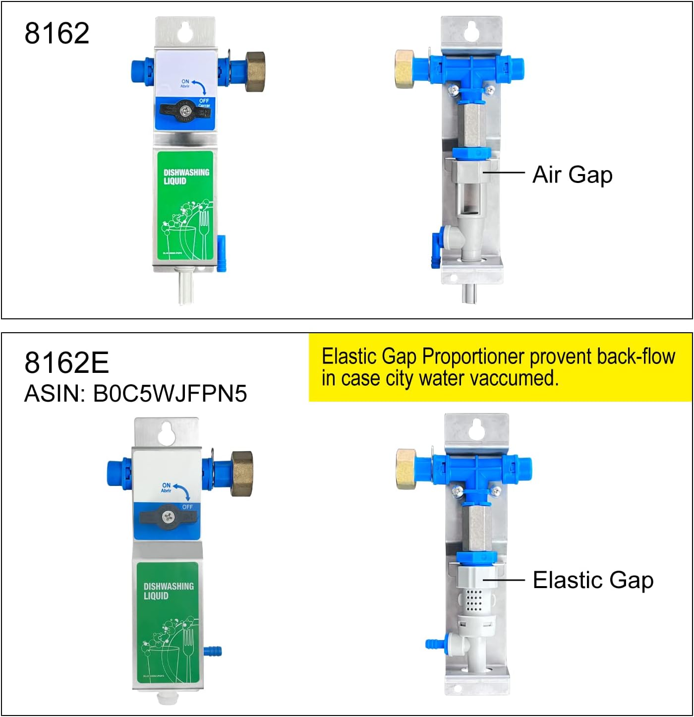 Kitchen Sink Single Proportioner, Dish Detergent Sanitizer Dispenser, Chemical Mixing System, Precision Chemical Dilution, 8162