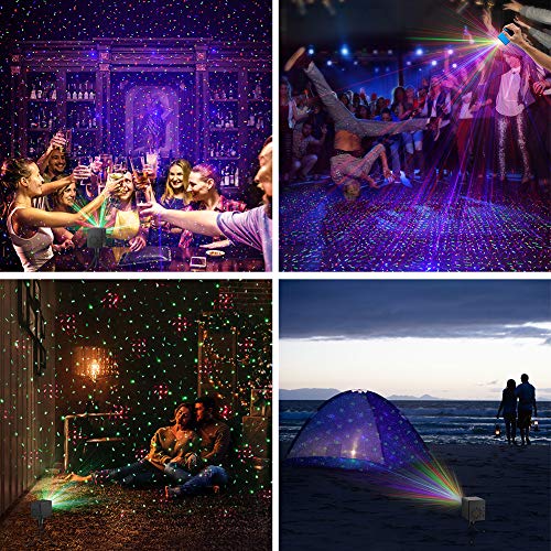 SUNY Mini Portable Cordless Laser Lights Rechargeable RGB Stars Patterns GOBO Projector Sound Activated Music DJ Party Lights for Outdoor Travel Camping Disco Live Show Home Dance