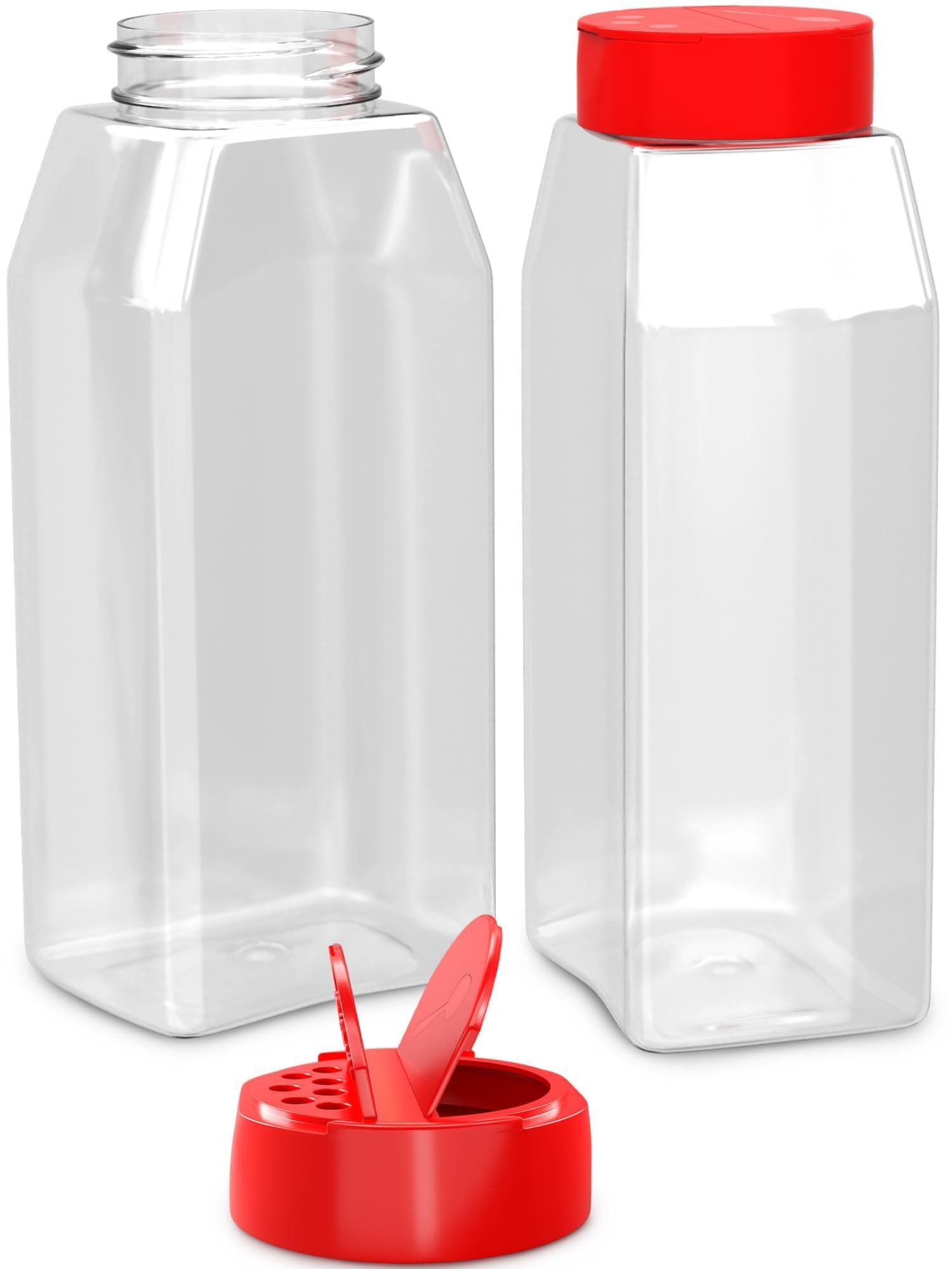 Reluen Große Streuflasche für Gewürze – 907 ml großer Gewürzstreuer aus Kunststoff mit Streudeckel, Gewürzbehälter mit Deckel, Gewürzbehälter mit Deckel, Gewürzgläser, große Gewürzbehälter, 2 Stück