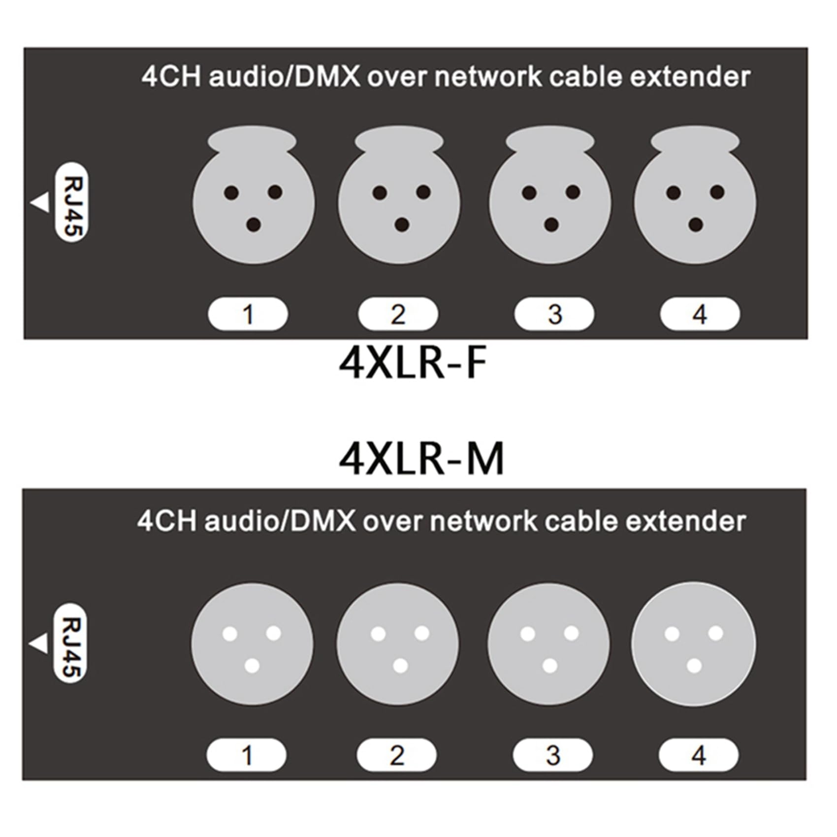 Lot de 4 rallonges de câble réseau XLR mâle DMX512 4K à 3 broches
