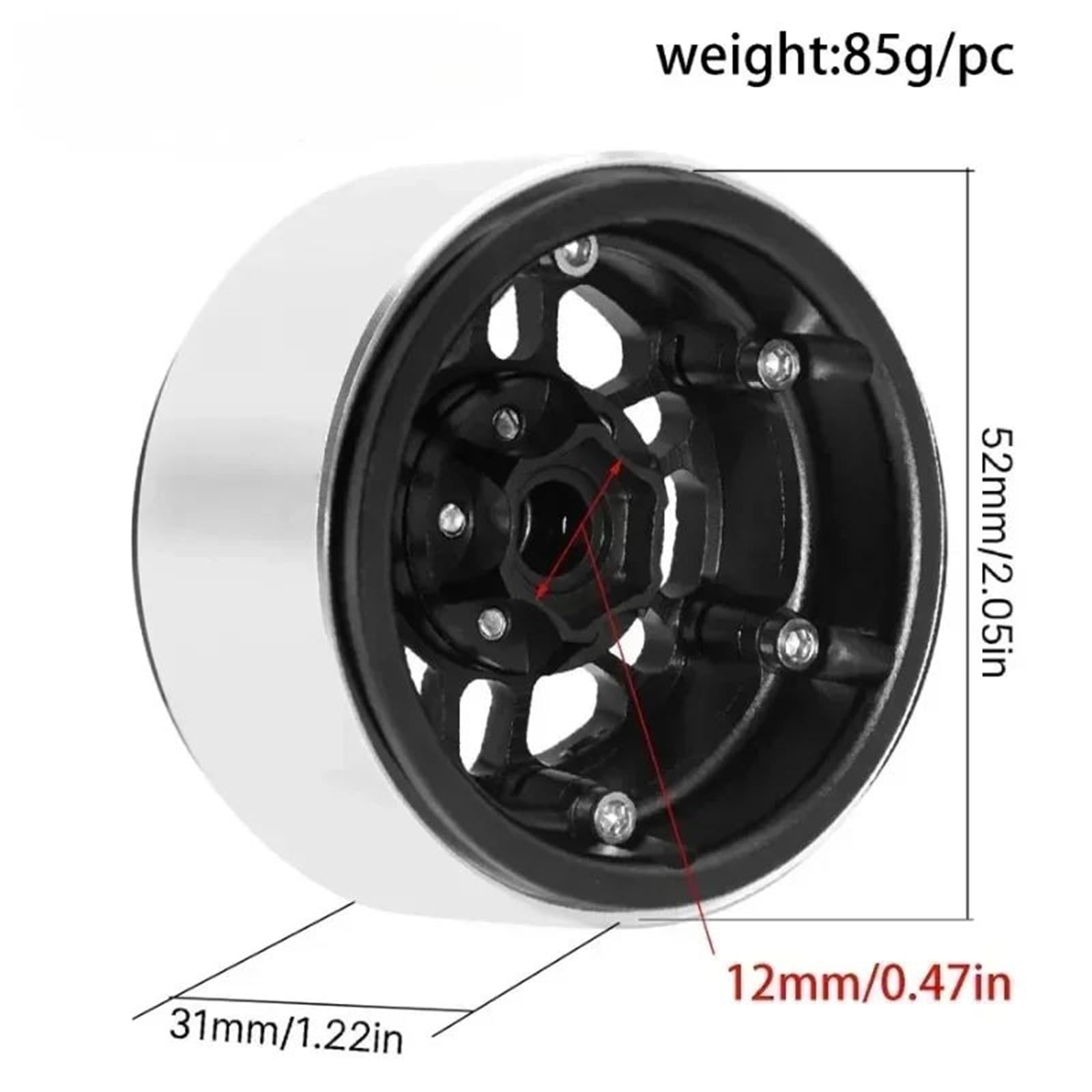 Llanta para Cubo Rueda RC Beadlock Aleación Aluminio para Traxxas para TRX4 para TRX6 para Axial para SCX10 III 1/10 Componentes Actualización Coche RC Reemplazar Accesorios