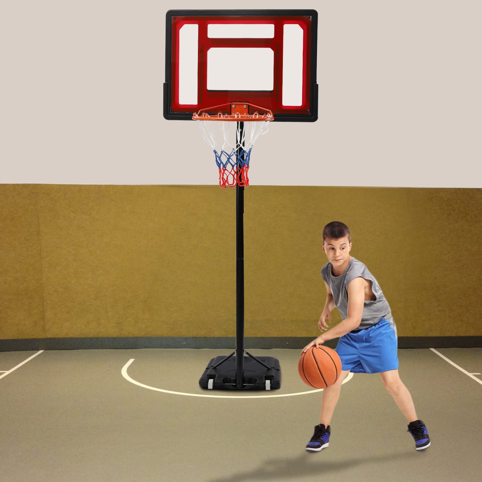 Basketball Portable Hoops & Goals, Portable Basketball Hoop Goal System 5.6-7ft Adjustable 31in Backboard for Indoor Outdoor, Kids Basketball Hoop, Sports Backboard System Stand, Basketball Goals