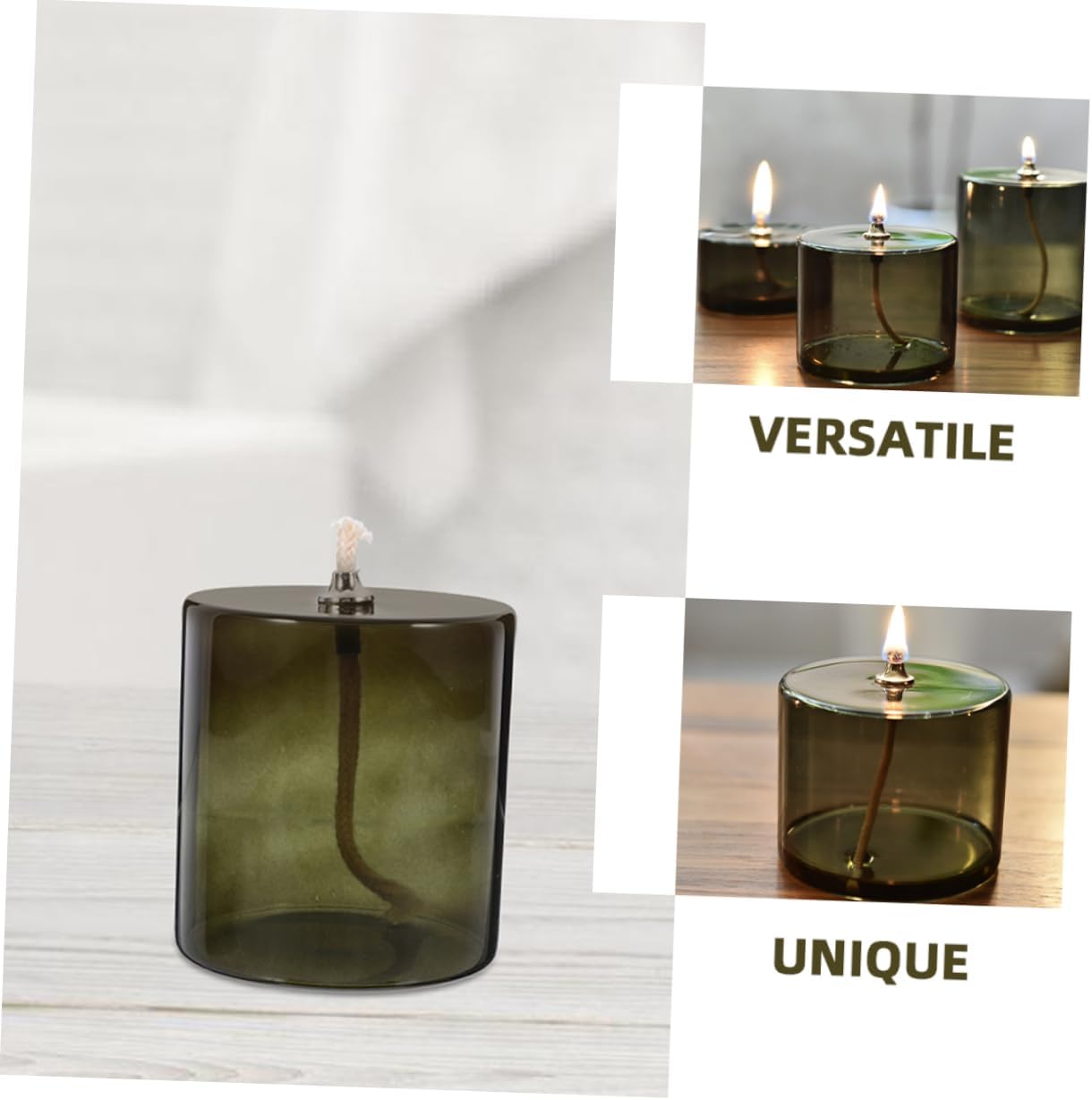 GLEAVI 3pcs Vintage Glass Candlestick Oil Lamp Empty Glass Candle Jar Refillable Oil Candle Container Vessel Kerosene Lamp for Home Decor