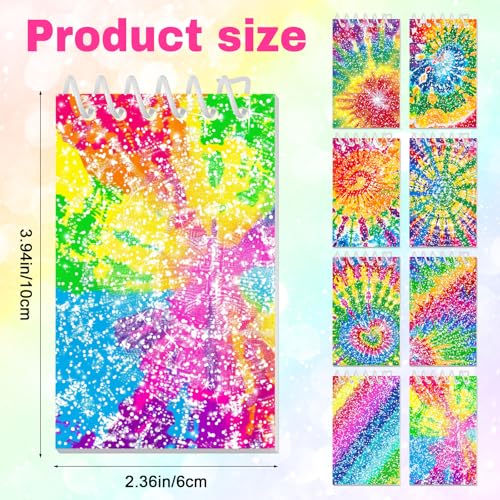 Image of Glenmal 24 Pcs Mini Notepads for Kids Party Favors Mini Tie Dye Note Pads Glitter Colorful Little Pocket Notepads for Girls Gift Classroom Rewards 20 Pages Each (Multicolor)