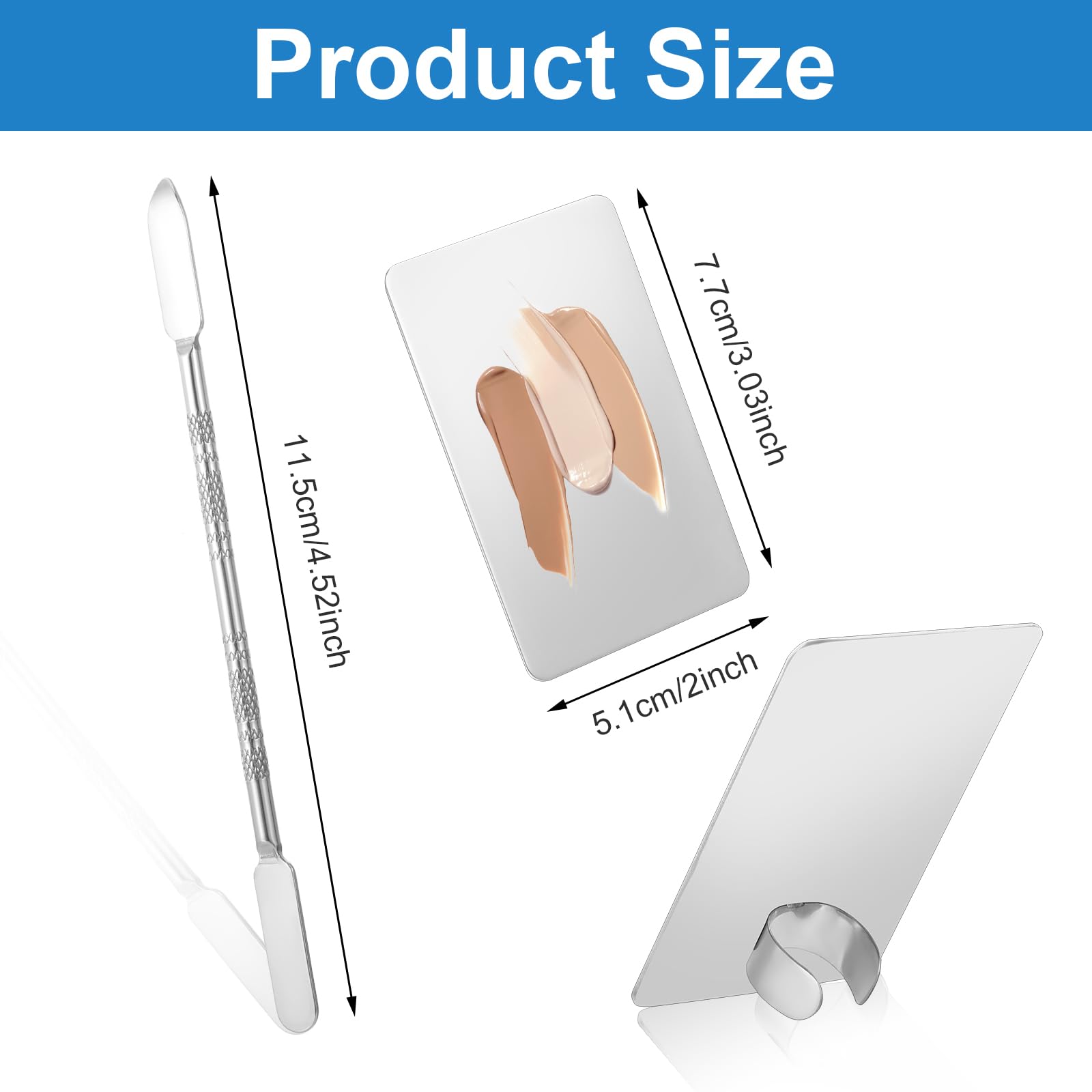 Molain Tavolozza per trucchi, in acciaio inox, spatola, cosmetici, trucco, tavolozza di miscelazione cosmetica con spatola, tavolozza cosmetica per fondotinta, nail art occhi