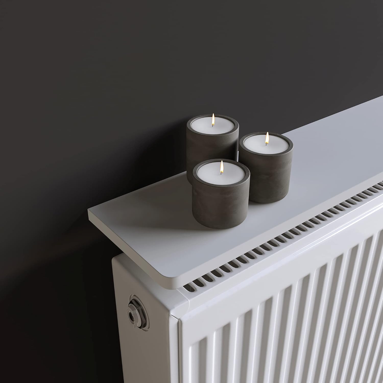 RBUK 2 PACK Matte White Radiator Shelf with Easyfit Brackets for