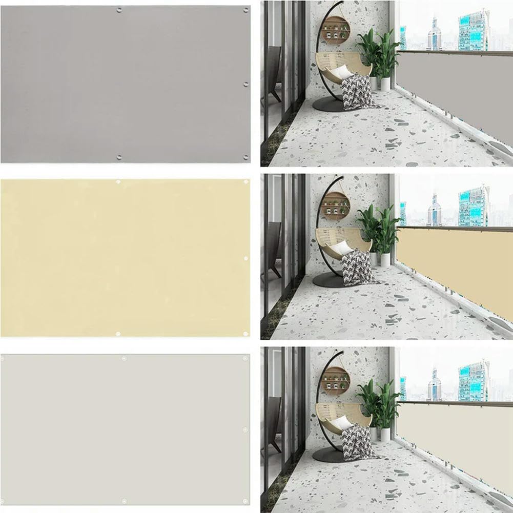 Wodoodporna siatka przeciwwiatrowa na balkon, ochrona prywatności, tkanina, kolor khaki, 50 cm, wysokość 0,9 m x 8 m, rozmiar - ogrodzenie ogrodowe na zewnątrz