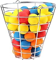Vista 2 de Intech 48 pelotas de golf de espuma multicolor con cesta de metal; pelotas de golf suaves y limitadas para práctica de vuelo para patio trasero