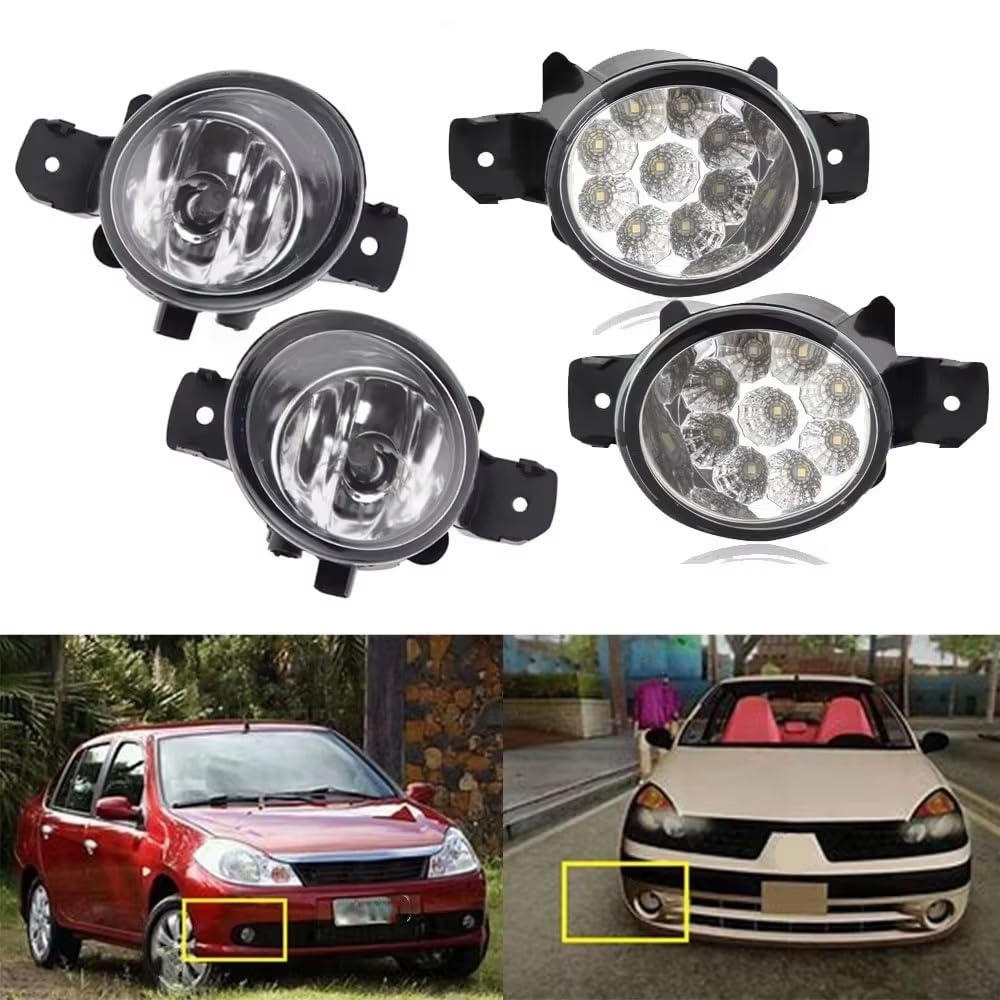 Conjunto Faros Antiniebla Para Clio 2001-2013 Luces Antiniebla Faros Delanteros Accesorios Kit De Carrocería Coche(LED Fog B)