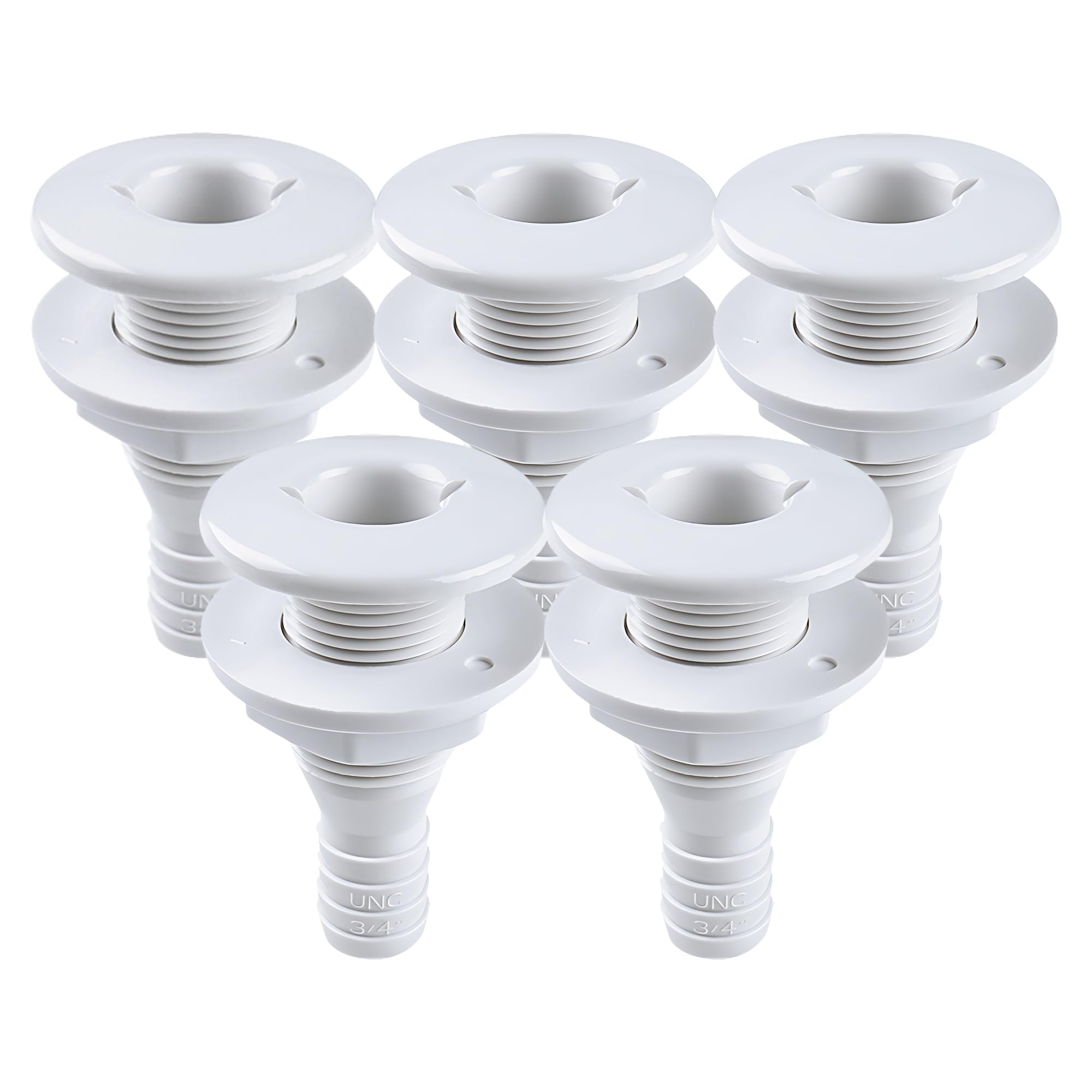 SEAFLO Thru Hull Fitting, Marine Boat, Plastic Drain Overflow Connector, Corrosion Resistant Saltwater Safe, Bilge Port Deck Outlet,(⅝,¾,1,1⅛,1¼,1½, &