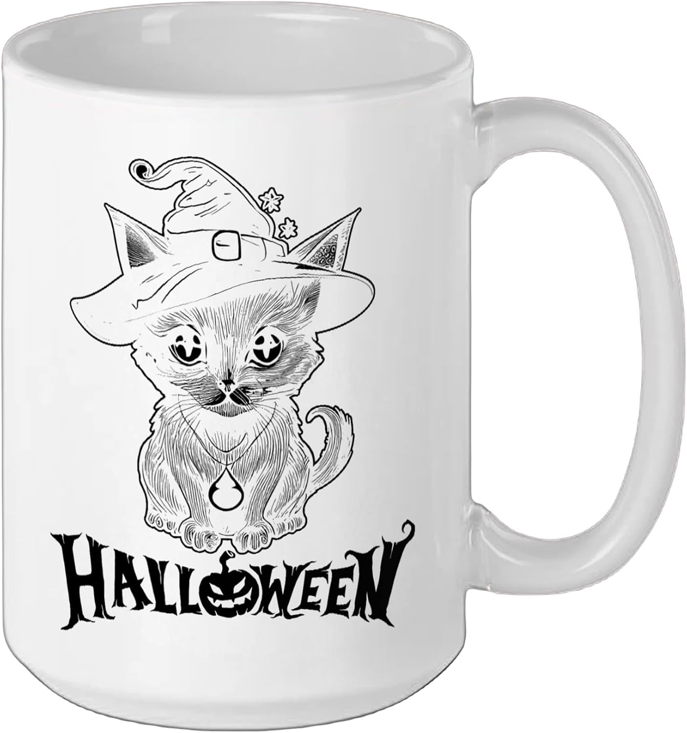 Halloween Black Cat Halloween Ceramic Mug, White, 15oz image 2
