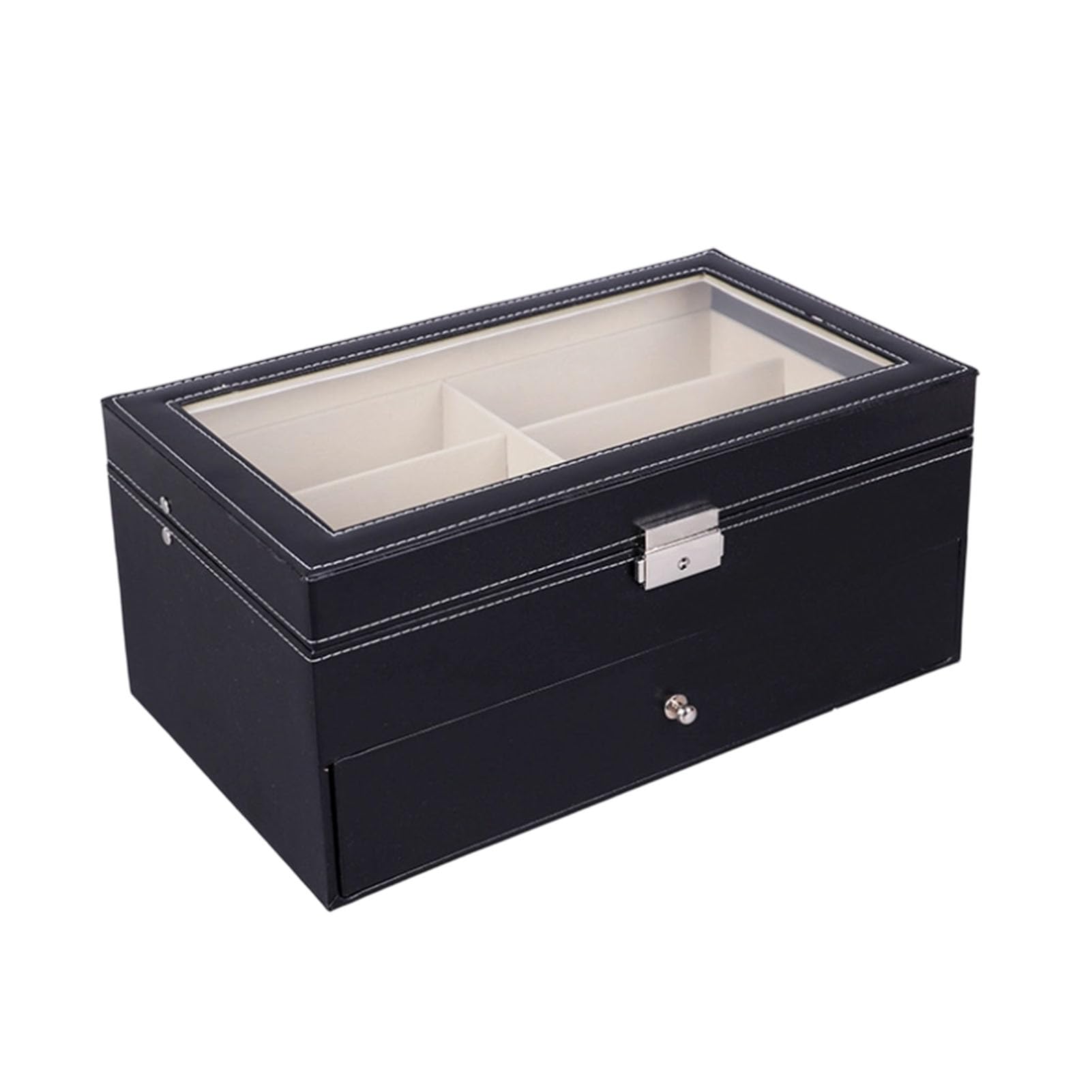 Brillen-Vitrine, Abschließbarer, Wasserdichter PU-Leder-Organizer für Sonnenbrillen und Schmuck