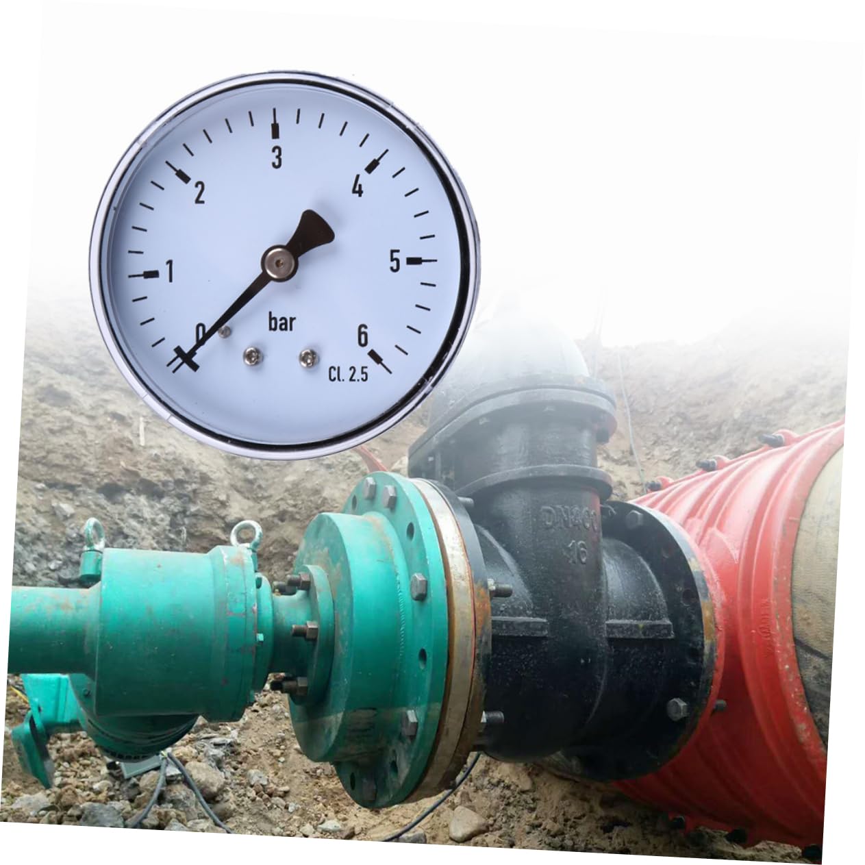 0-6 Bar Pressure Gauge Npt Side Metal for Gas Oil