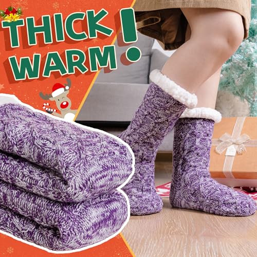 SeeyAN Slipper Fuzzy Socks For Womens Warm Winter Thick Fleece Lined Thermal Fluffy Non Slip Cozy Cabin Soft Socks With Grips2