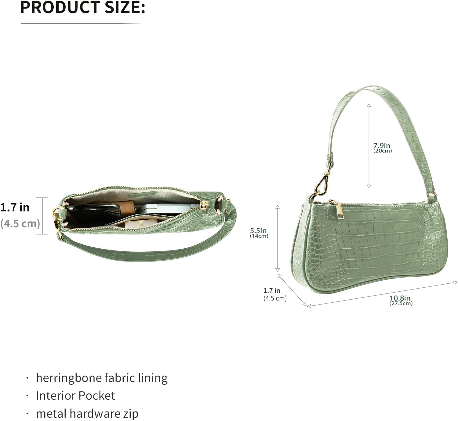 S.Leaf Retro Shoulder Bag Soft Crocodile Vegan Leather PU Clutch Purse Designer Handbags Best Friend Birthday Gifts for Women