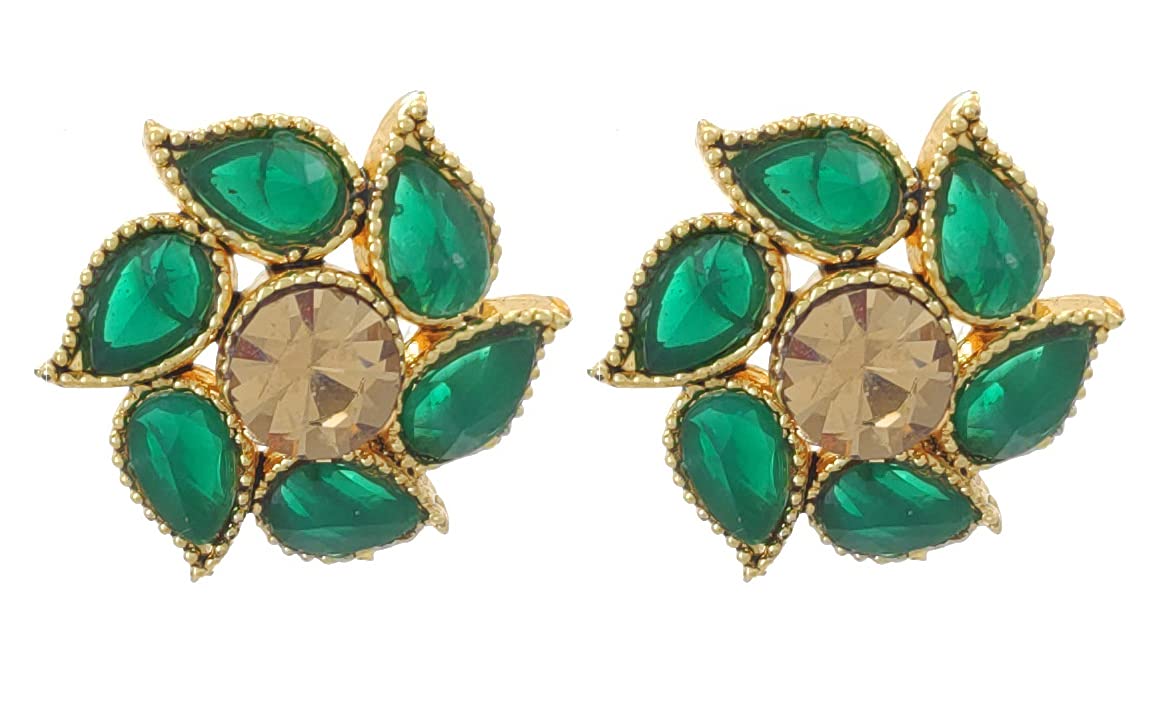SKN Jewellery Gold Plated Alloy Multi-colour Stone Stud Earrings for Women & Girls (SKN-4161) (Green) (B09FZBY72K) Amazon Price History, Amazon Price Tracker