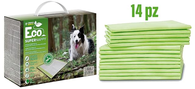 Foto 2 de 4 de Croci Super Nappy Eco - Alfombrillas higiénicas para perros, ecosostenibles, 84x57 cm, 14 unidades…