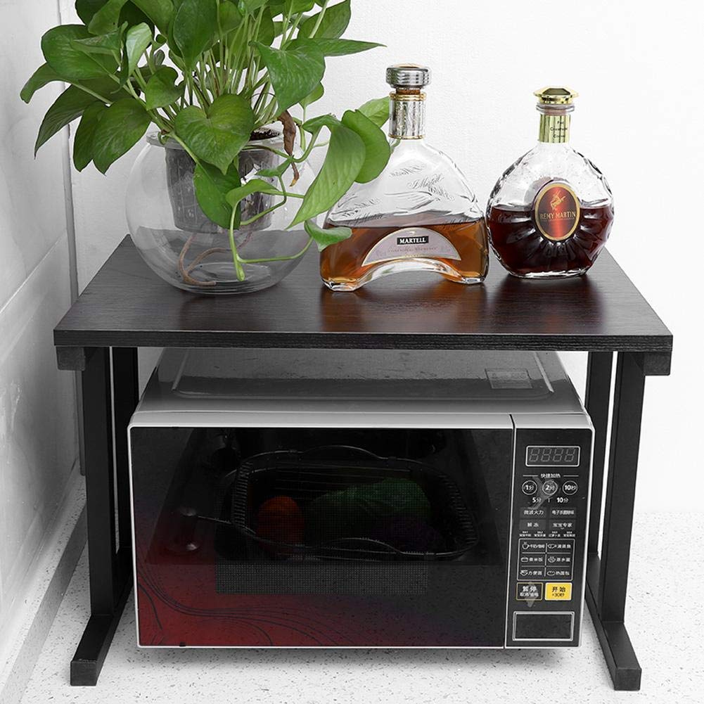Ejoyous Supporto per forno a microonde a 2 strati per da bancone e fornello per riso 57 x 38 x 38 cm (nero)