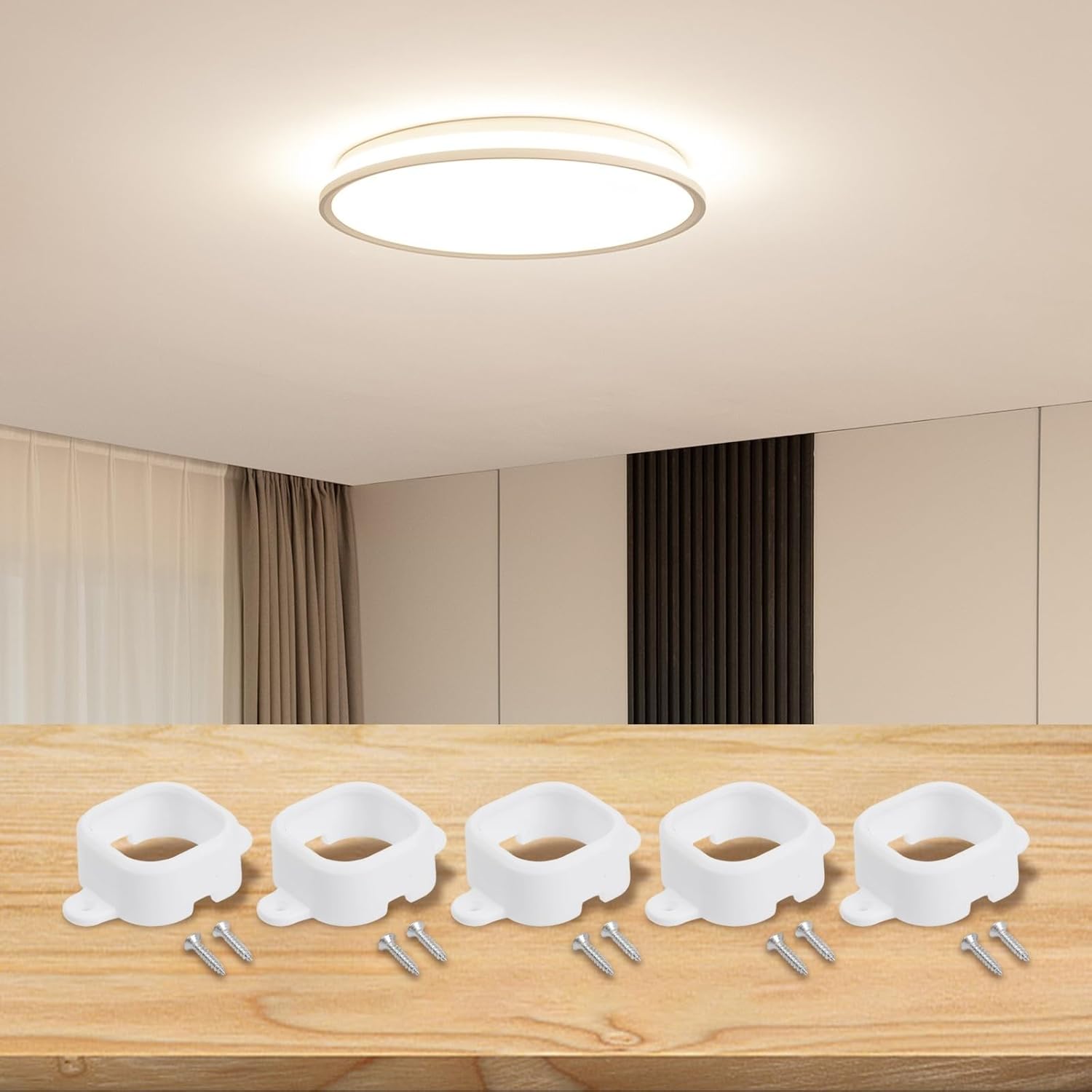 Light Clips for Outdoor Lights H706, High-Strength White Plastic, Secure All-Weather Fastening for Gardens and Patios(90pcs)