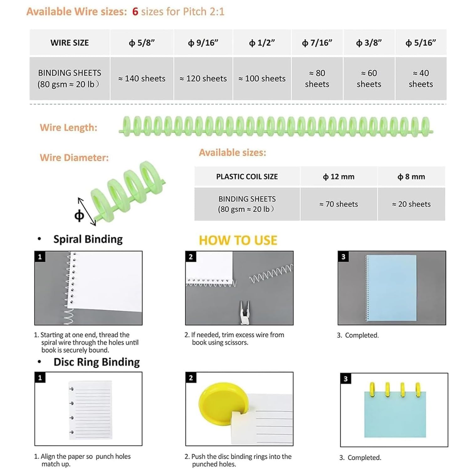 Máquina Perforadora De Espiral Manual, Kit De Encuadernación con Perforadora De Agujeros Redondos De 4 Mm, Línea De Encuadernación De 6 Mm A 16 Mm, Perforadora De Papel Resistente