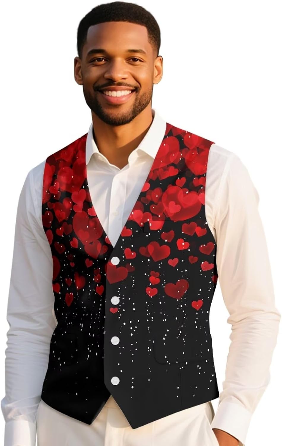 Men's Casual Business Formal Vests Suit Wedding Prom Tuxedo Waistcoat with 3 Pockets Slim Fit Dress Blazer Jackets