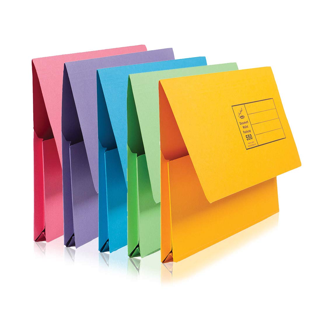 Concord Bright Document Wallet Foolscap Assorted Pack of 25