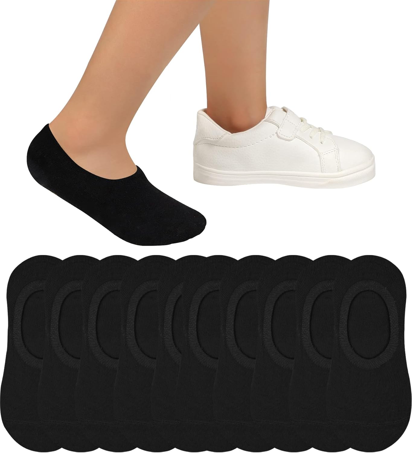 Witwot 10 Pairs No Show Socks for Kids Girls Boys Non Slip Low Cut Ankle Socks - Image 2