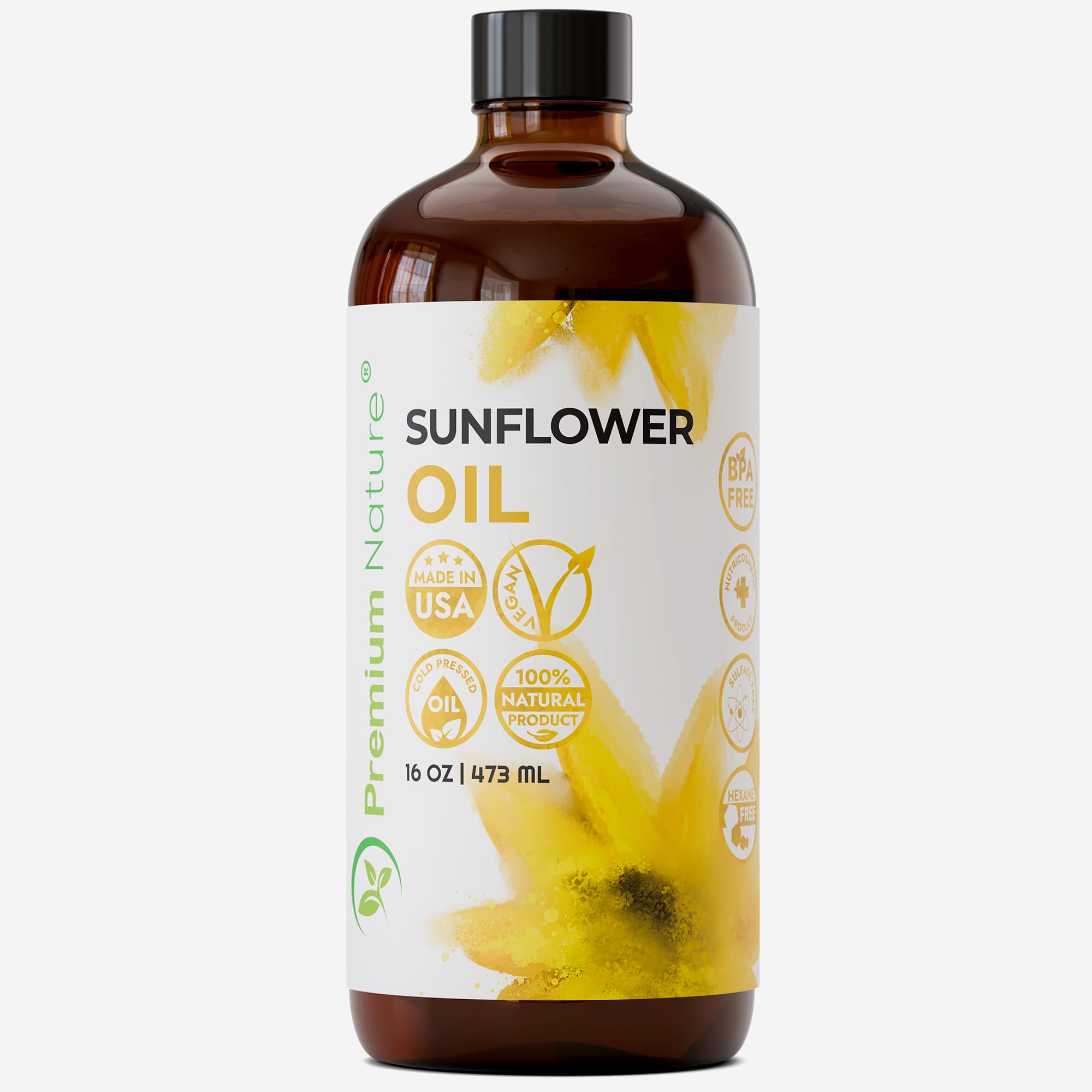Sunflower Carrier Oil Cold Pressed Seed Oils Unrefined Sun Flower Liquid for Face Hair Skin Sunflowers Essential Oil Carrier for Mixing Pure Massage
