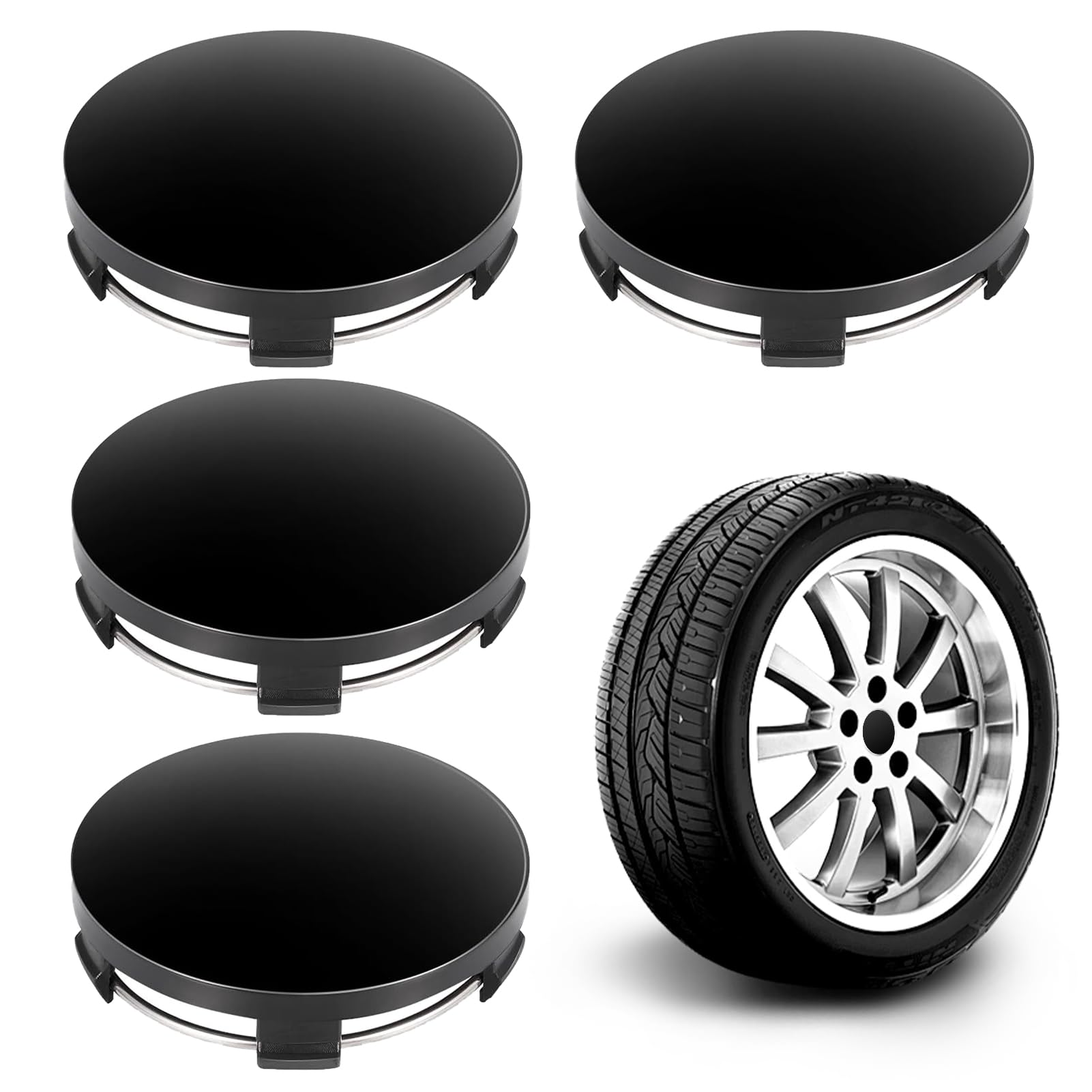 🚗 4 Tapas De Buje Universales Grises – 55 Mm Exterior / 49,5 Mm Interior – Plástico ABS – Protege Tu Centro De Rueda