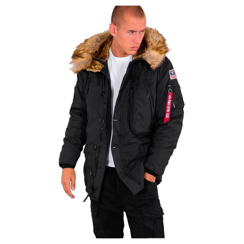 Alpha Industries Men's Black Winter Jackets, L, Polar Jacket With Hood