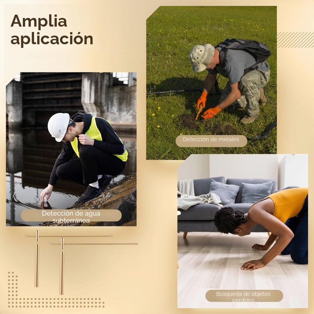 2 Varillas de Cobre para Radiestesia, Varillas de Herramientas Flexibles de Rotación para Radiestesia, Varillas de Detección Mejoradas para Radiestesia de Agua, Búsqueda de Fantasmas