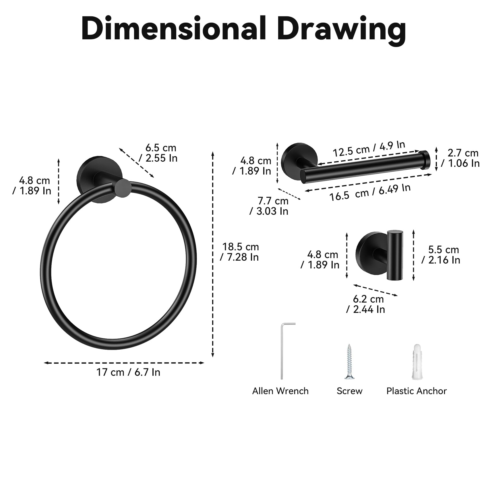4-Piece Towel Holder Set, Black Bathroom Accessories Set — Amazon image 2