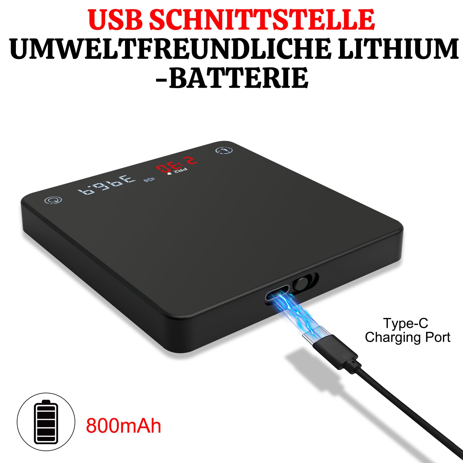 Mini waga do kawy z timerem i ładowarką USB, 2 kg/0,1 g, precyzyjna waga espresso, przenośna cyfrowa waga kuchenna z wyświetlaczem LCD/timerem