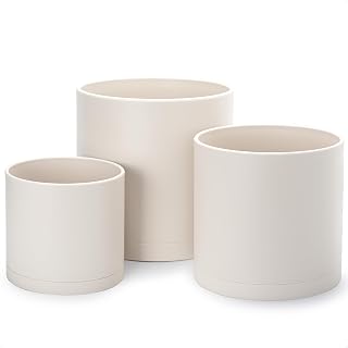 D'vine Dev 3-Pack Plastic Pots & Saucers, 8/10/12 in, Oatmeal, 74-V-H-5