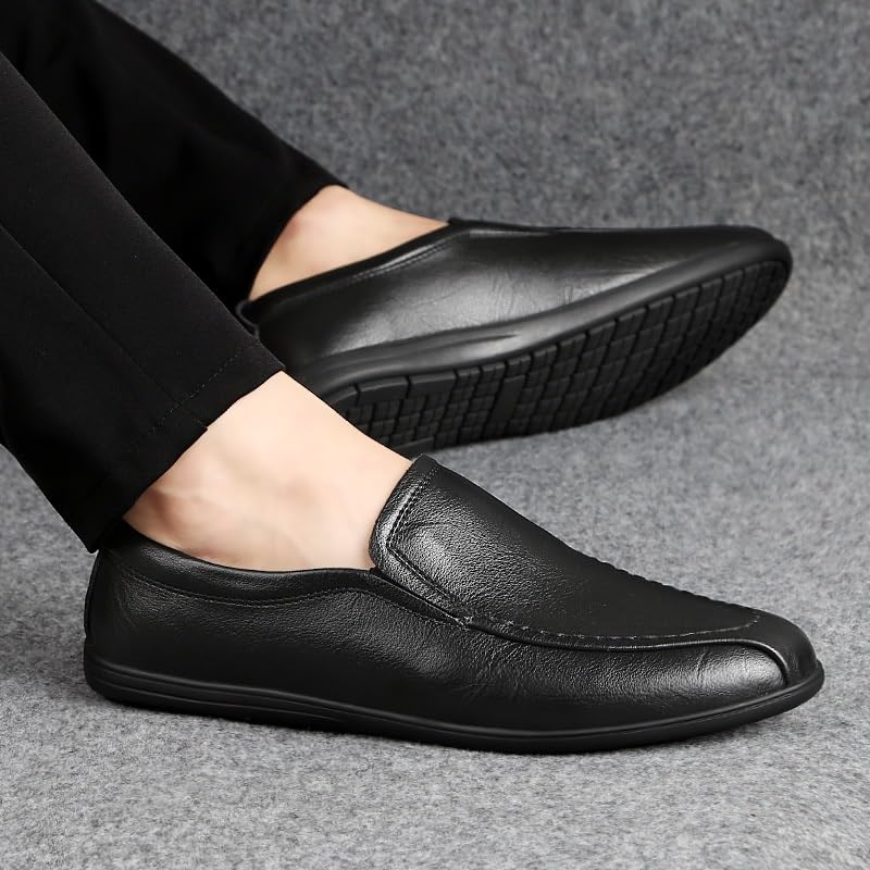 Mens Loafers Pointed Toe Solid Color Bike Toe Faux Leather Loafer Shoes Flat Heel Flexible Comfortable Walking Fashion Slip-ons3
