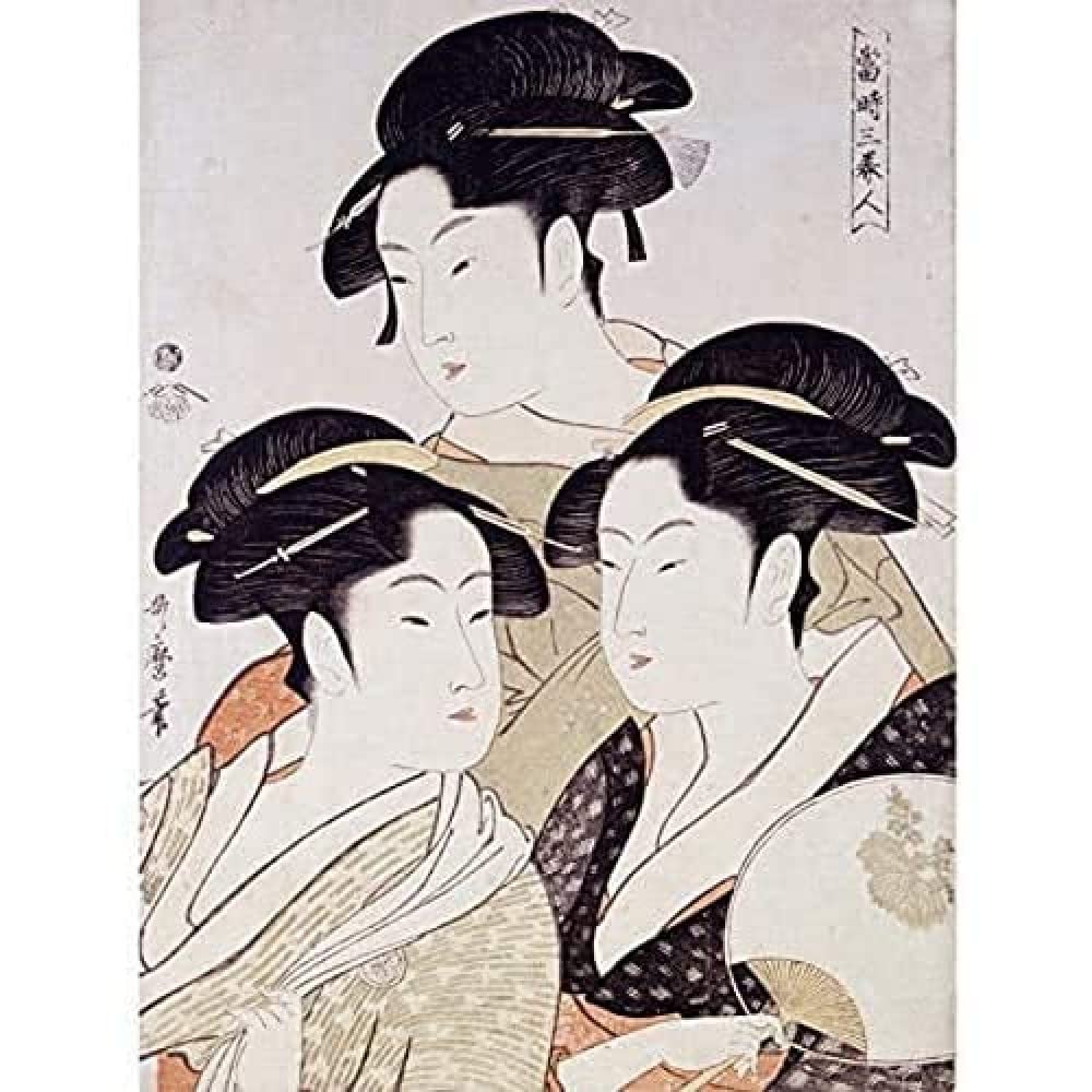Kitagawa Utamaro Three Beauties Of The Present Day Art Print Canvas Premium Wall Decor Poster Mural