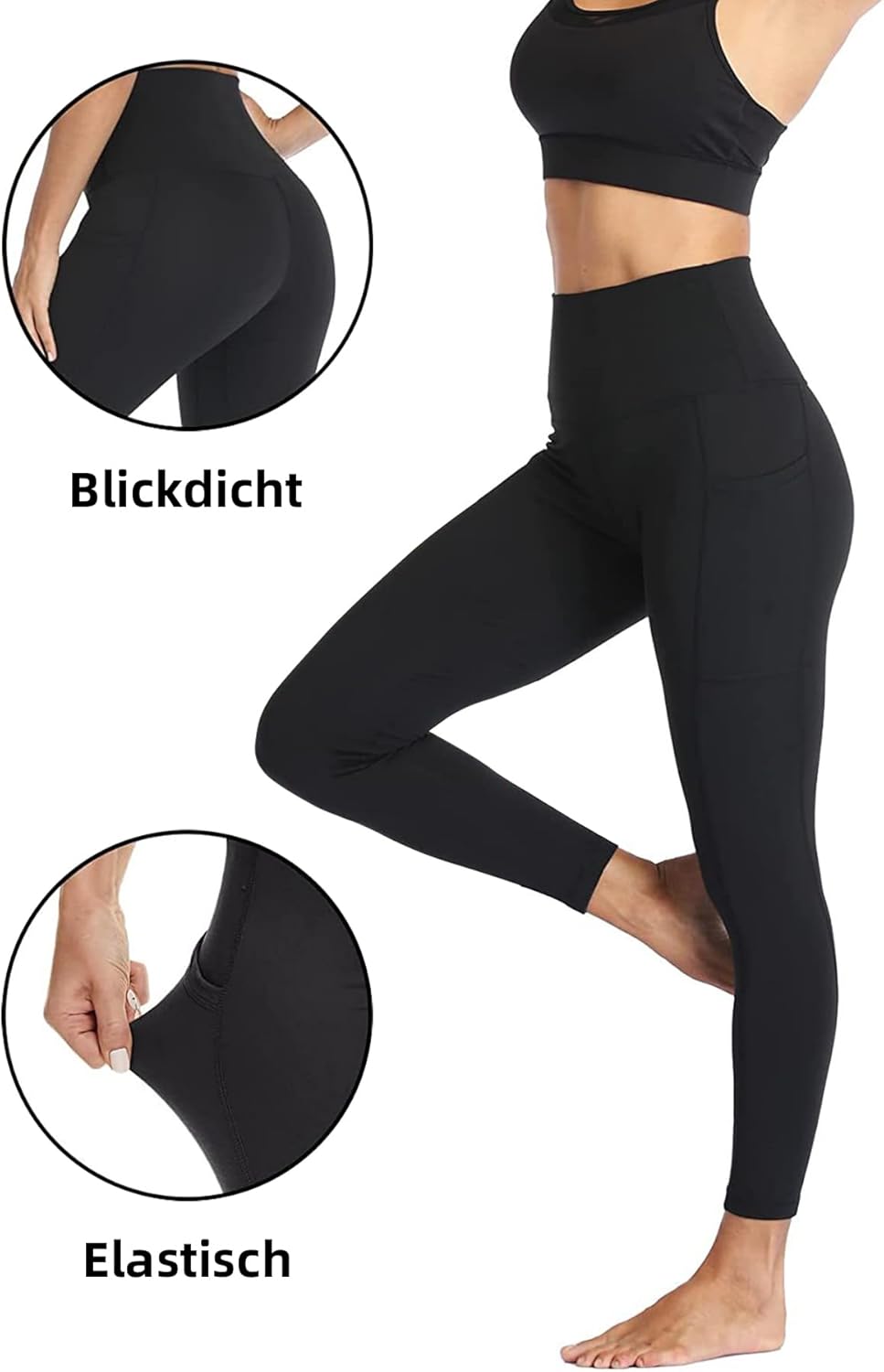 Women's High Waisted Yoga Pants Workout Leggings with Pockets - Image 3