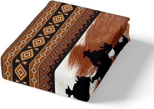 Miniatura 5 de Manfei Juego de funda de edredón de vaquero, tamaño matrimonial, funda de edredón con estampado de piel de vaca abstracta con 2 fundas de almohada,