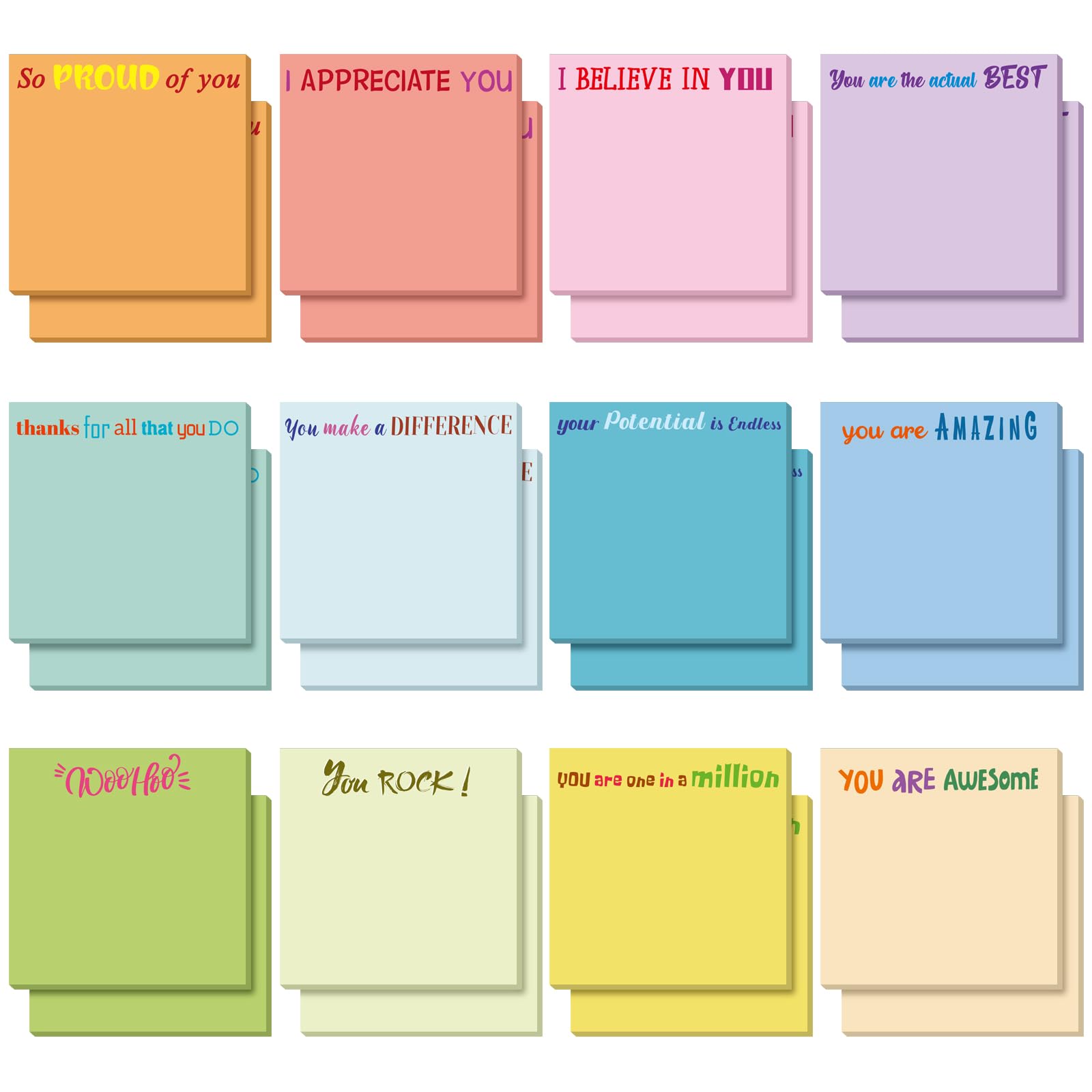Yinder Inspirational Sticky Notes Thank You Gift Motivational Sticky Note Pad Employee Appreciation Week Gift Bulk for Coworker Teacher Nurse Office