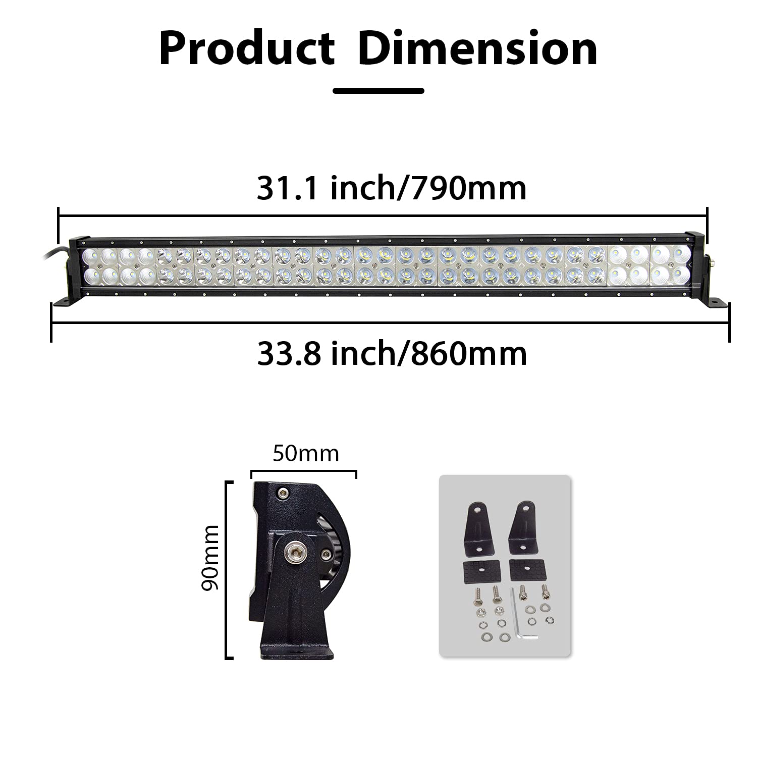 PICAA Led Lichtbalk offroad 12V 24V, 42inch 104cm 540W 7D gebogen drie rijen Led lichtstrip, met 2X 4in led-werklamp, voor SUV, terreinwagens, UTV, tractor, 4 x 4, auto PICAA Led Lichtbalk offroad 12V 24V, 42inch 104cm 540W 7D gebogen drie rijen Led lichtstrip, met 2X 4in led-werklamp, voor SUV, terreinwagens, UTV, tractor, 4 x 4, auto