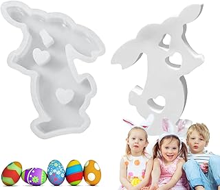 シリコンバニーモールド イースター,初心者向け ノンスティック 離型しやすい - うさぎ像鋳造用シリコンモールド,大人 家族 カップル 子供 家庭 学校 スタジオ 教室 パーティー アートプロジェクト コンクリート用