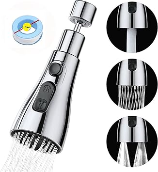 ALWAFLI Tap Extender for Kitchen Sink Universal Flexible Kitchen Faucet Rotating Water Faucet for Washbasin Flexible Tap for Easy Access Sink Sprayer Attachment (1) - image, photos