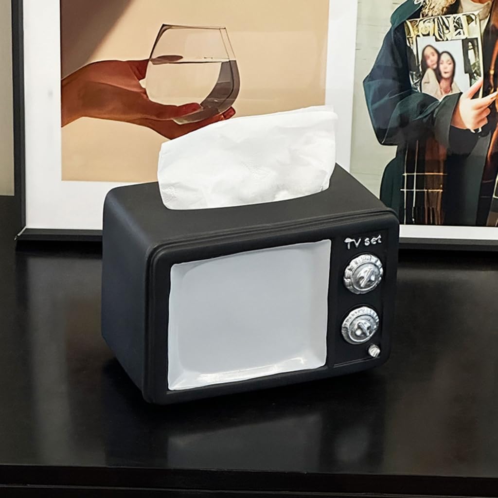 Television Design Resin Tissue Holder Modern Kitchen Countertop Organizer Decoration