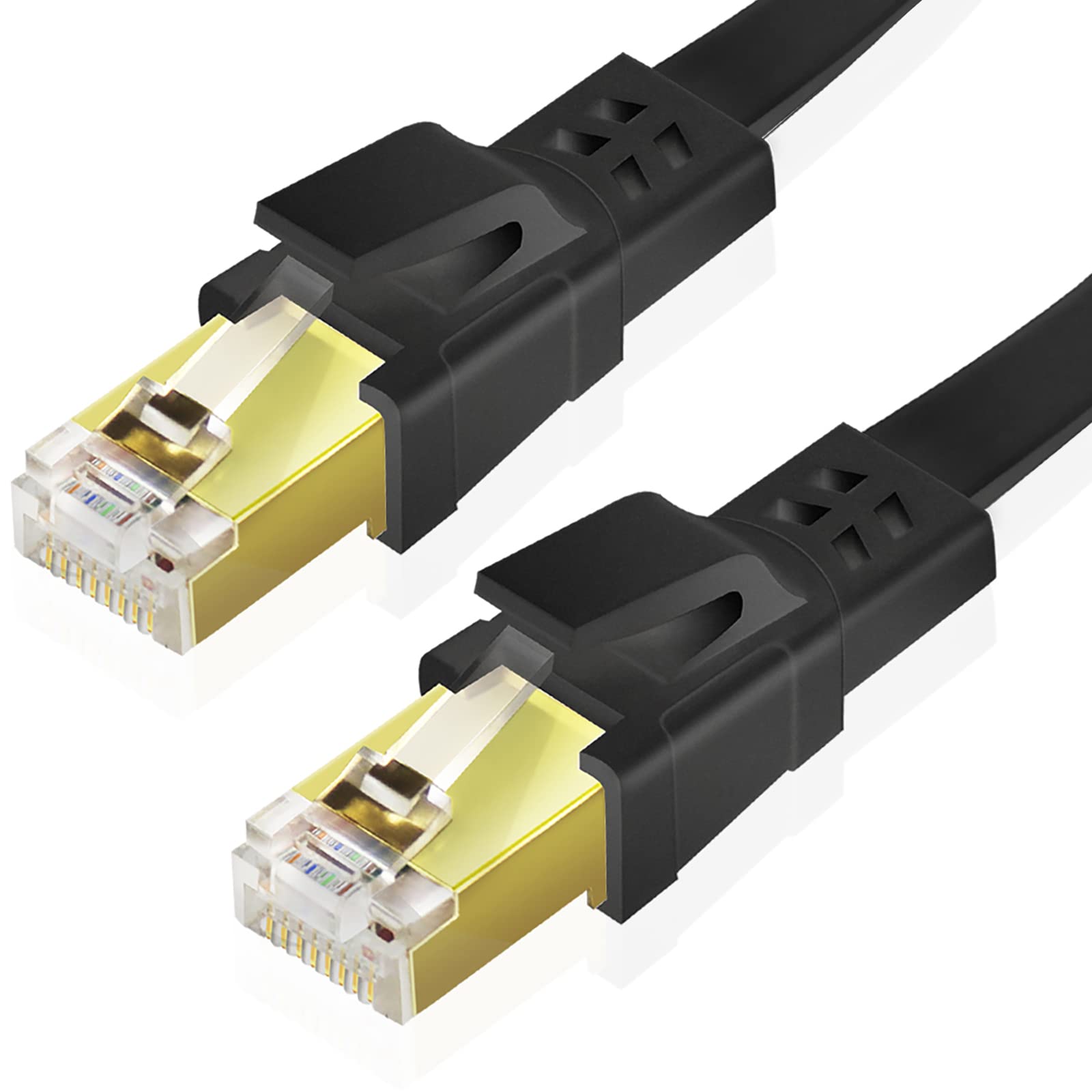 Qiuean CAT8 Ethernet Cable 15ft, High Speed Heavy Duty Cat8 LAN Network Cable 40Gbps, 2000Mhz with Gold Plated RJ45 Connector for Modem, Router, Switch, Gaming - Black