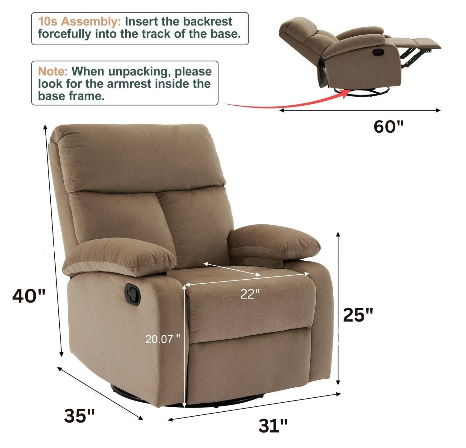 Recliner Chair for Adults, Massage lethaeratte Small Recliner Home Theater Seating with Lumbar Support, Adjustable Modern Reclining Chair with Padded Seat Backrest for Living Room Recliner Chair for Adults, Massage lethaeratte Small Recliner Home Theater Seating with Lumbar Support, Adjustable Modern Reclining Chair with Padded Seat Backrest for Living Room